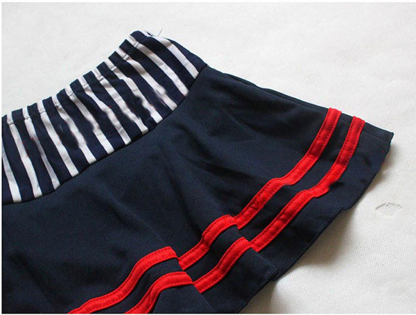 Two Piece Sling Swimsuit Striped Skirt Kids Bikini Adjustable Elastic Band Fashion Girls Swimsuit Cotton Beach Clothes (3)