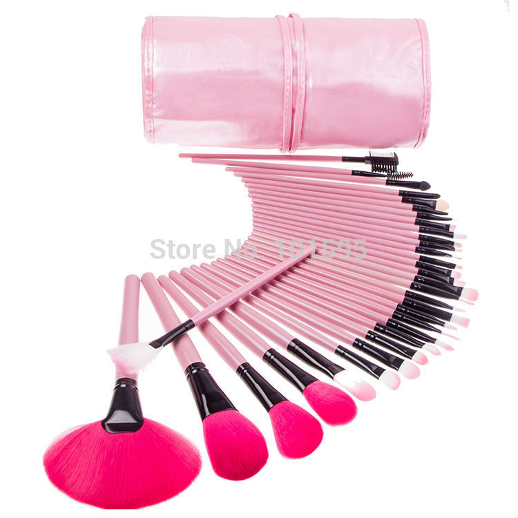 2015 New 32 pcs Pink Makeup Brush Cosmetic Brush With Soft Case 32 Pcs Foundation Powder