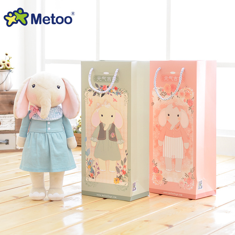 METOO Elephant Dolls with Box Dreaming Girl Wear Cloth Pattern Skirt Plush Stuffed Gift Toys for Kids Children 12*4
