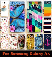 1PC/lot transparent sides mobile phone case hard Back cover Skin Shell for samsung Galaxy A3 A300 A3000 A3009