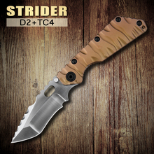 2015 alta calidad más nueva Strider D2 acero lámina TC4 titanium cuchillo plegable táctico de la supervivencia camping herramientas del envío libre