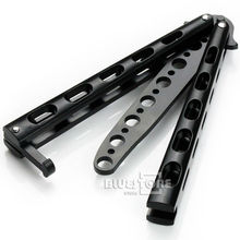 Enhanced Butterfly Practice Training Knife Dull No Blade Tools Black Silver Color Primary Exercise Knifes Free