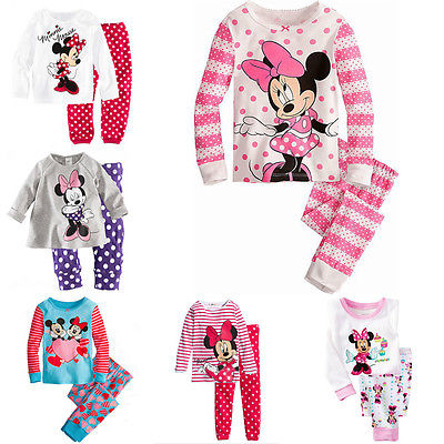 2016 Minnie Cartoon Mouse Baby Toddlers Kids font b Girls b font Polka Dots Stripe Nightwear