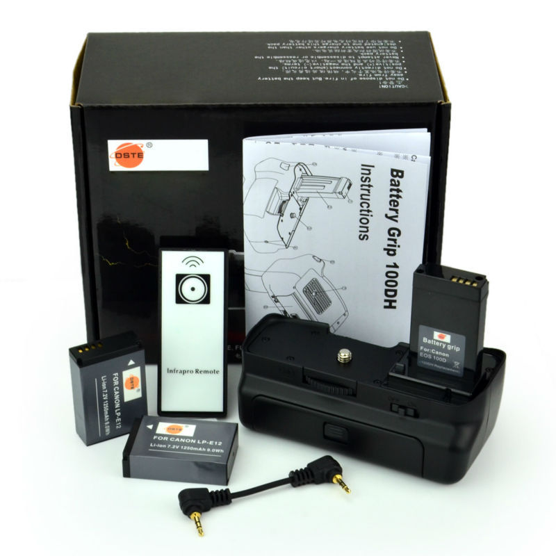 DSTE Multi-Power Vertical Battery Grip + Remote Control + 2 x LP-E12 Battery For Canon 100D Digital SLR Camera