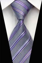 NT0617 Gray Purple Stripes Woven Mens Necktie New Silk Polyester Business Casual Wedding Fashion Knitted Ties