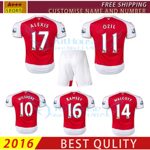 2016 ALEXIS kit 15 16 English Premier League soccer jersey+short OZIL RAMSEY home football shirt WILSHERE WALCOTT red uniforms