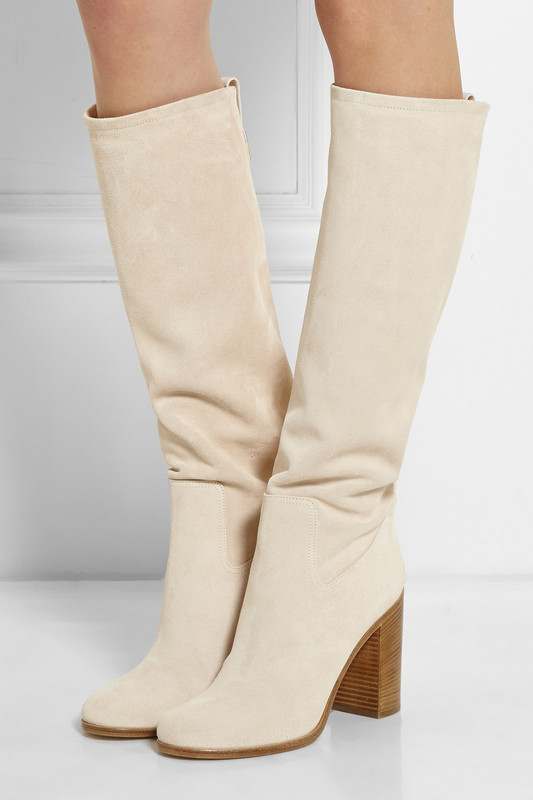 bottes beige cuir