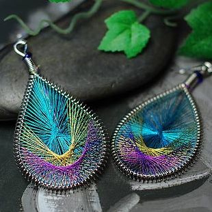Mix minimum $5 National vintage jewelry trend plaid pavans night market earrings peacock tail silk