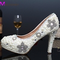 Women Sexy High Heels Shoes Woman Thin Heel Handmade Party Rhinestone Pumps Platform Pumps Crystal Pearl