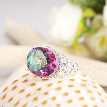 2014 New Bridal Jewelry Promise Rings Magic Rainbow Mystic Topaz Crystal RING Free Shipping In Stock
