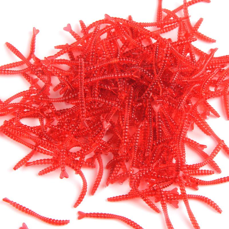 2013 hot selling 200pcs Smell red worm lures 2 3cm soft bait carp fishing lure set