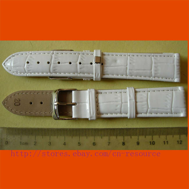 1 x 20 mm GENUINE COW LEATHER watch band white 02
