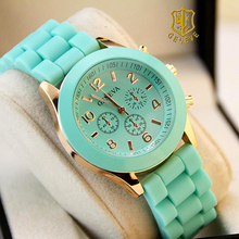 2016 Top Brand White Geneva Watches Quartz Watch Women Reloj Women Dress Watches man Silicone Wristwatches