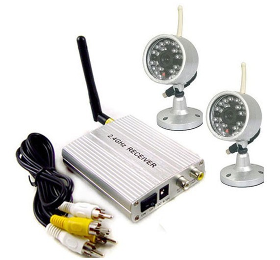 24LED 2.4GHz Wireless Camera 2pcs& 4CH Selectable 2.4G Wireless