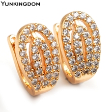 Yunkingdom Perfect Vintage Design 18k Gold Filled Studded Cubic Zirconia Hoop Earrings Fashion Jewelry Earrings for Women M0084