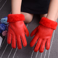 Genuine Leather Gloves for 4 8 year old Children Winter Warm Wool Fur Gloves Minttens Natural