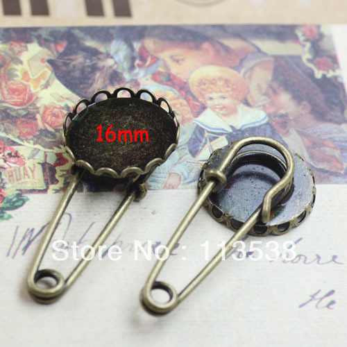 16mm 100pcs lot Antiqued Bronze back base font b Kilt b font Safety Pin Brooch clasps