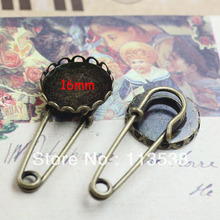 16mm 100pcs/lot Antiqued Bronze back base Kilt Safety Pin Brooch clasps diy jewelry findig freeshipping