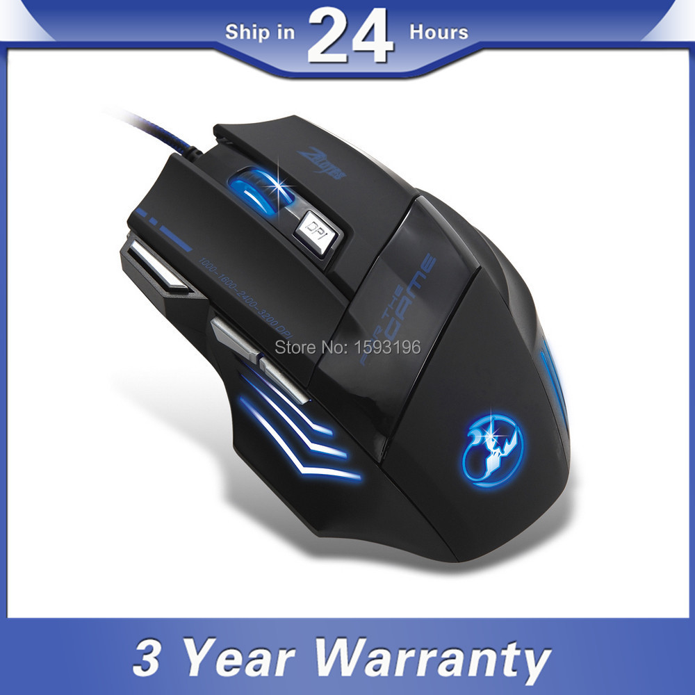 LED USB Wired Game Gaming Mouse Mice 7 Programmable Buttons 3200 DPI for Windons XP 7
