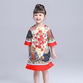 2016 New Top quality cotton girl dress sofia princess dress European and American style kid Casual