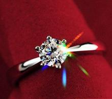 Hot sales  6Claw Jings  Wedding zircon Rings for Women 925 sterling silver Crystal  Engagement  Ring Jewelry  WJ02