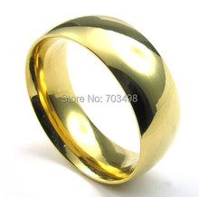 Classic Wedding rings wide 8mm 18K yellow Gold filled 316L Titanium steel rings for men and