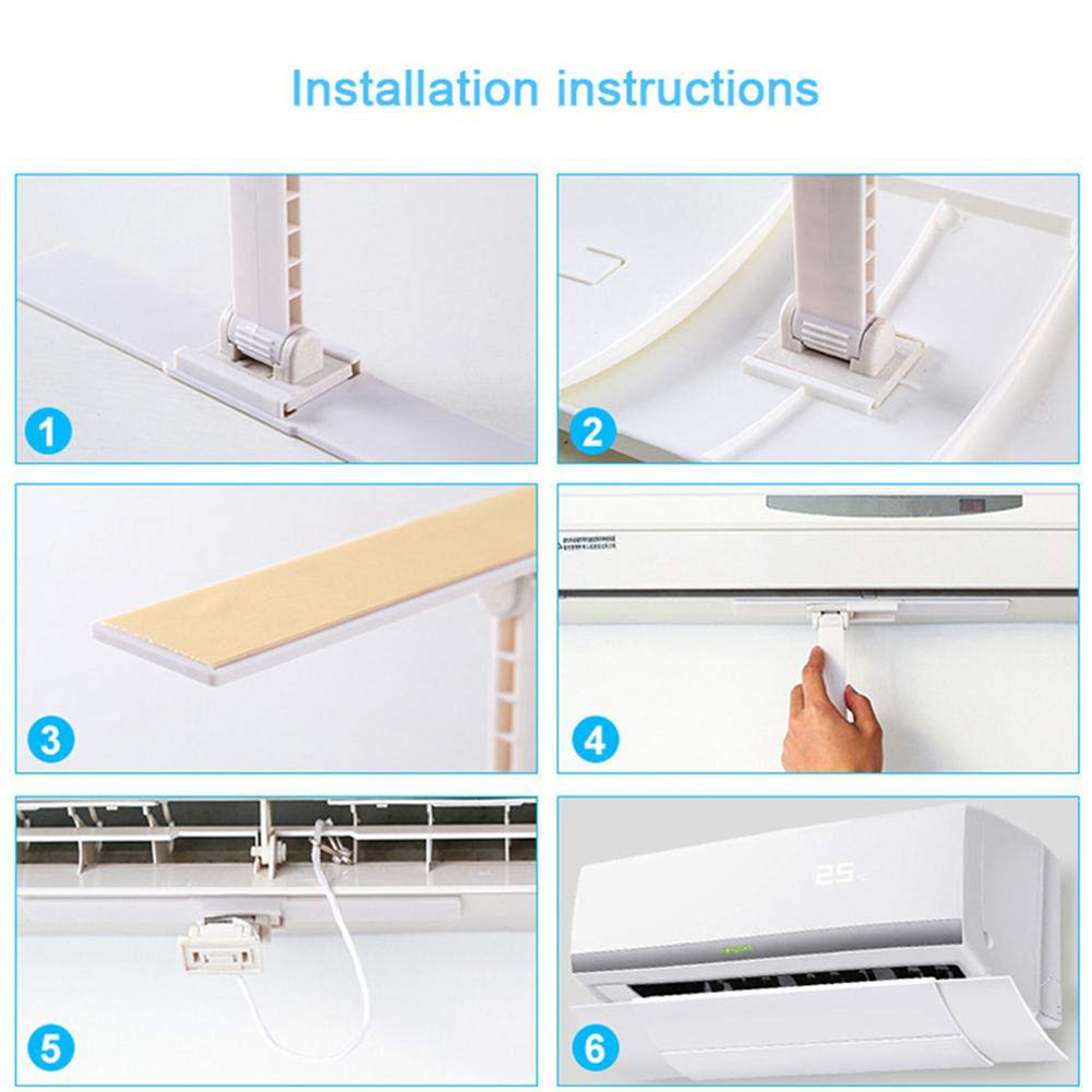 Material pl/ástico Ligero Evitar Que el Aire sople Recto de una Sola Pieza Conveniente para 54-84cm /ángulo Ajustable Desviador del Aire Acondicionado para el Aire Acondicionado Central de Techo