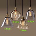 Retro Vintage Pendant Lights Clear Glass Lampshade Loft Pendant Lamps E27 110V 220V for Dinning Room