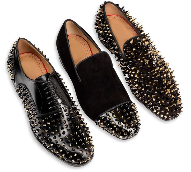 gold studded mens loafers