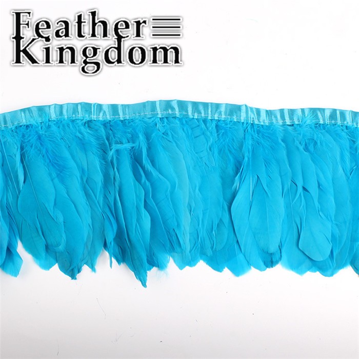 turquoise goose feather trim