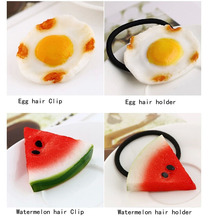 1 pc 2015 new fashion korea style lemon Orange Watermelon Egg Apple kiwi hair Clip elastic