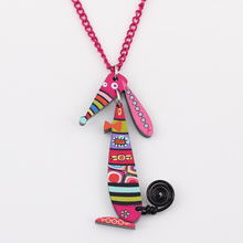 Bonsny Dog Necklace Acrylic Pendant Cute Animal Fashion Jewelry Women 2015 News Girls Accessories Collar Choker