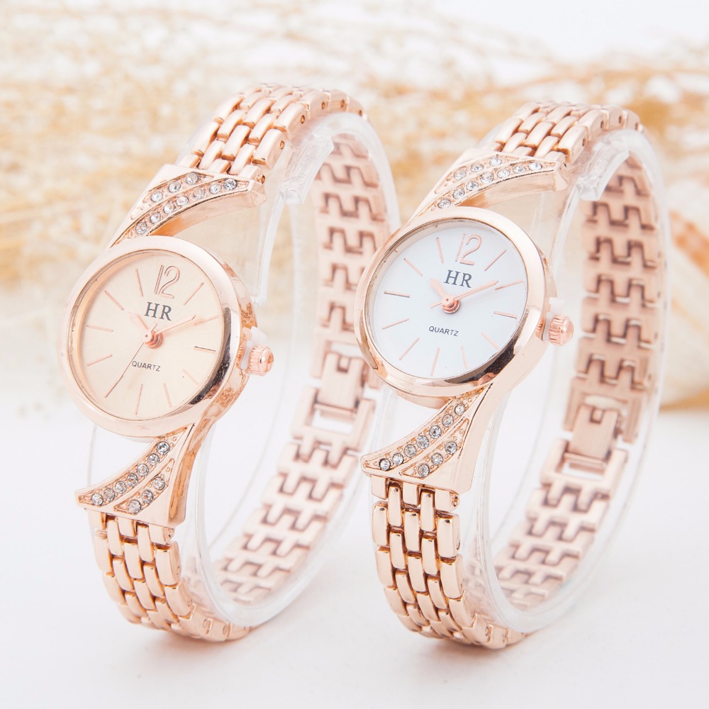Fashion Ladies Dress Watch 2015 Luxury Rhinestone Rose Gold Bracelet Quartz Watch Women Casual Wristwatch Relogio Feminino Clock
