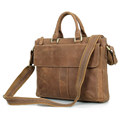 Vintage Crazy Horse Genuine Leather Men Messenger Bags Cowhide Portfolio Shoulder Bag Crossbody 14 Laptop Briefcase
