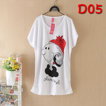 2016 summer new women bat sleeve printed cotton short-sleeved round neck shirt loose type big yards blouses CM07