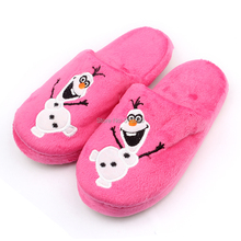 2014 NEW Kid s Slipper Olaf Inspired Winter Children Soft Plush Slippers Purple Pink Blue Free