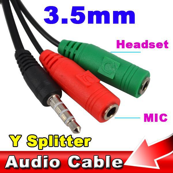 2015 3.5MM Extension Audio + Mic Earphone Headphone Audio Y Splitter Cable Adapter Male to 2 Female for PC laptop Computer