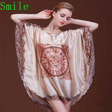 Home Clothes Women Nightgown Summer Style Home Silk Women Sleepshirts Sale Print Dressing Gowns For Women Sleepwear