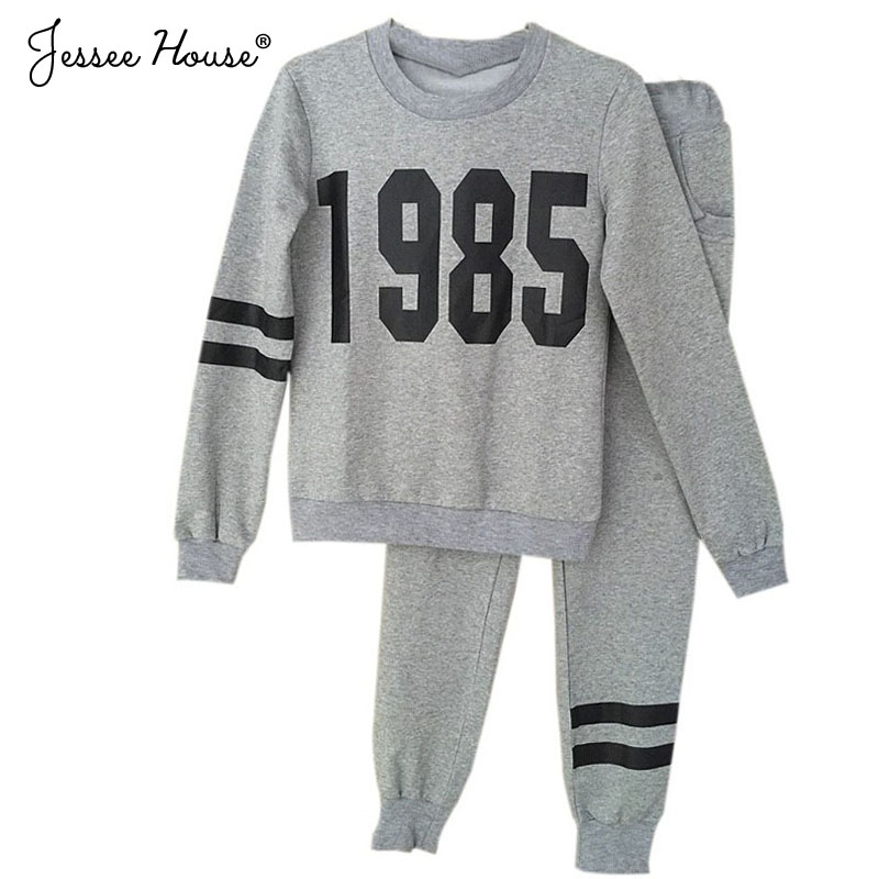 wanita tracksuits baju olah raga set womens kasual olahraga cetak 1985 lengan panjang wanita tracksuits baju olah raga set womens kasual olahraga cetak 1985 lengan panjang