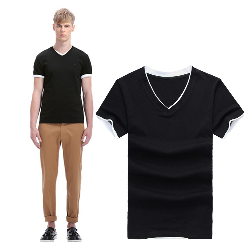 Дизайн v шея футболки для мужчины лето t рубашка марка короткий рукав топы тис вилочная часть t рубашка ( n-586 )