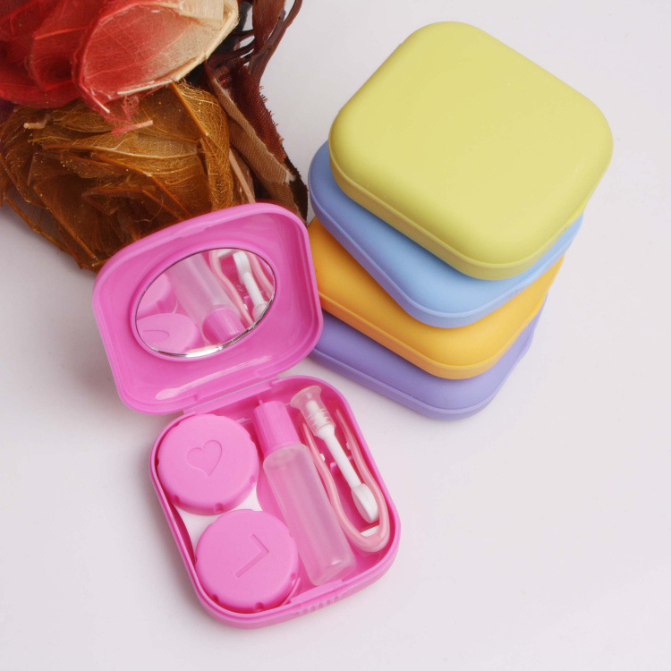 Contact Lens Case Travel Kit Mirror Container Cute Pocket Easy Carry free shipping 4 colors for choice  YJL