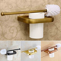 Unique Antique Style Lavatory Brush Easy to Clean Toilet Brush Holder Ceramic Cup Wall Mounted