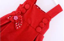 2016 fashion style girls winter dresses floral red color dress jumper cotton vestidos for 1 8