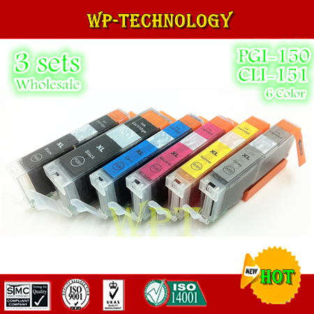 [3 sets wholesale] 6 color compatible ink cartridges suit for PGI150 CLI151  suit for  Canon MG6310 6410 5410 7110 IP7210 MX721