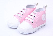 Free Shipping Cute Classical Infant Prewalker Comfy Lovely Baby Soft Sneaker Antiskid Lace Up Canvas Trainers