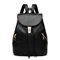 Women Fashion Simple Casual Backpack 2016 New Trendy Designer Side Zippers Flap Twist Lock Drawstring Backpack