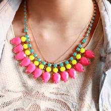 Women s Fashion Jewelry Sweet Acrylic Pendant Chain Choker Statement Bib Necklace 1HOZ