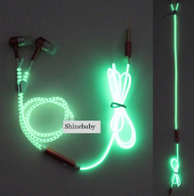 Night Luminous Zipper Headset headphones Sport phone earphone With microphone For All Cellphones Mobile Phones