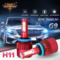 Auxbeam SMD Chips Car H8 Headlight Bulbs Cooling Fan 6500K 80W pair H11 Led Fog Lamps