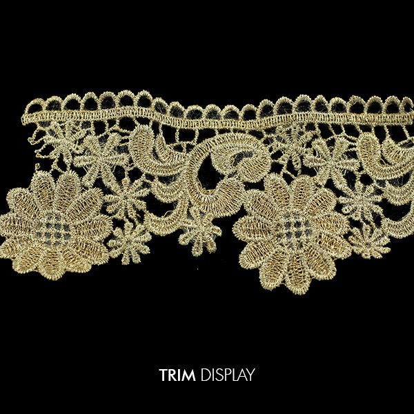 1m 65mm pink gold jacquard embroidered ribbon applique motif trimming decor